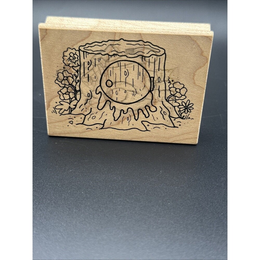Great Impressions Rubber Stamp G137 Tree Stump Door Flowers Whimsical